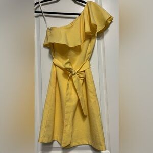 One shoulder yellow dress, size 2
